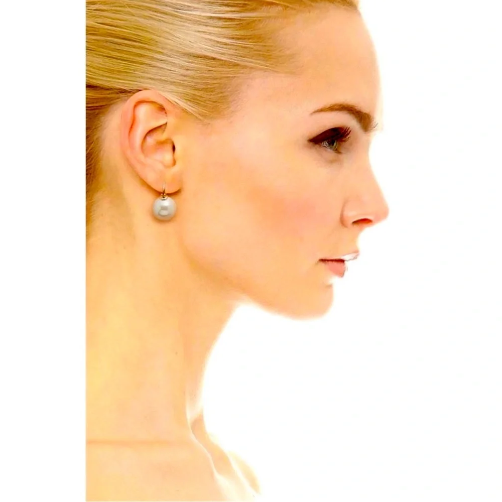 KATE SPADE • Silver Shine On Gray Pearl Drop Earrings - Picture 2 of 5
